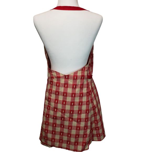 Christmas Angels Kitchen Apron, Red and Tan, with Wrap Tie and Pocket - Picture 3 of 9